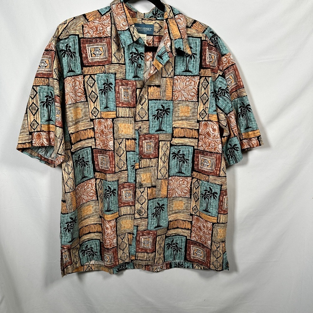 Cooke Street tropical cotton relaxed patchwork palm aloha shirt L multicolor - Picture 2 of 10
